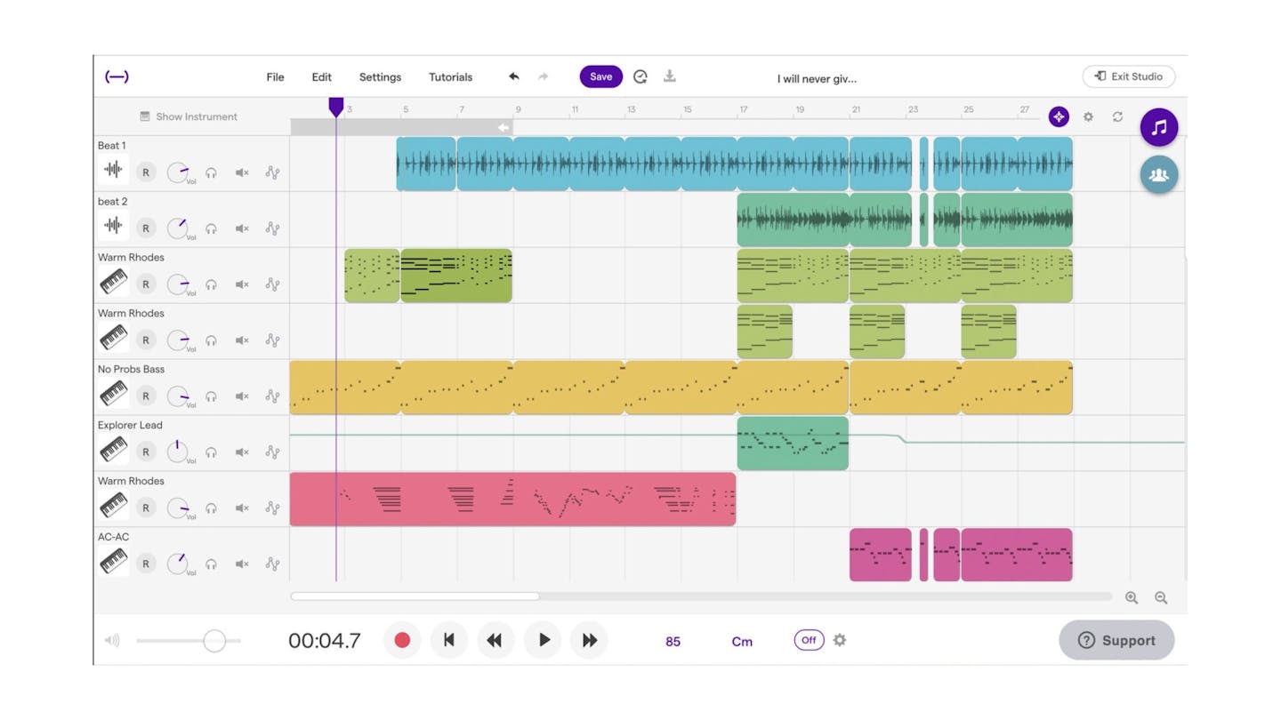 Soundtrap is free and you can use it in the cloud!